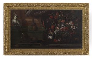 Still Life With Cockatoo, Bird And Spaniel