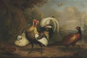 A Cock, A Pheasant And Other Birds In A Landscape