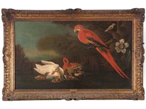 Parrot And Ducks In A Lake Landscape by Jakob Bogdani
