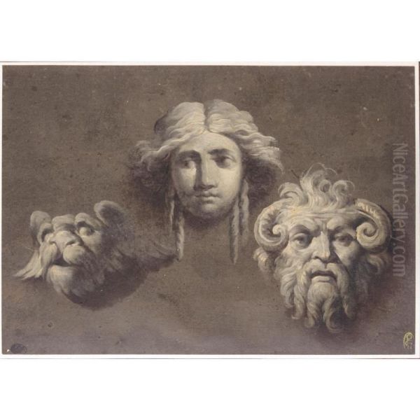 Studies Of Three Antique Heads - view 1