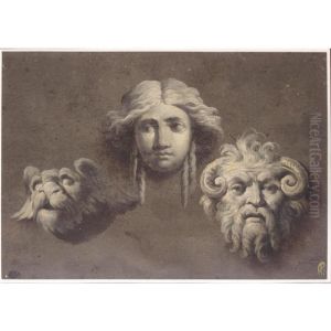 Studies Of Three Antique Heads Studies Of Three Antique Heads