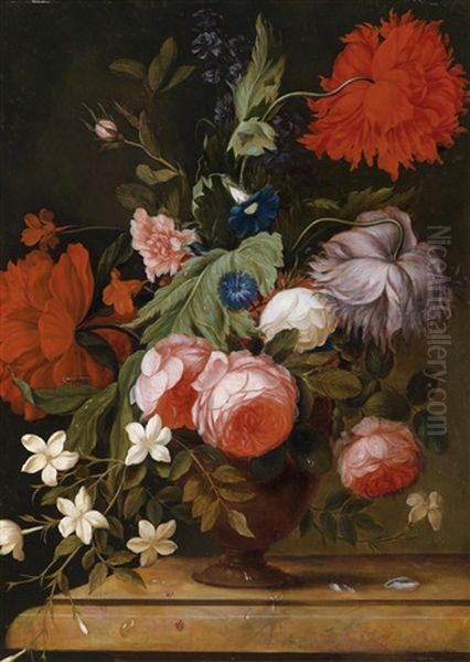 Ein Paar Stillleben, 1. Blumen In Einer Vase, 2. Fruchtestillleben (pair) - view 1