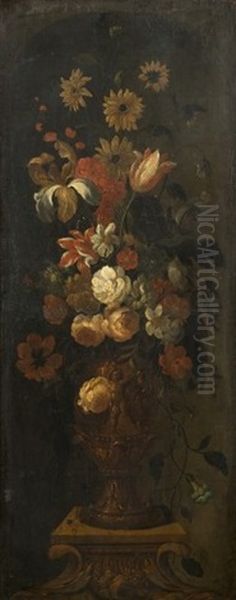 Bouquet De Fleurs Dans Un Vase Sculpte - view 1