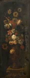 Bouquet De Fleurs Dans Un Vase Sculpte by Jakob Bogdani