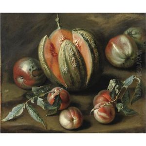 Natura Morta Con Melone, Pomodori, Pesche E Una Mela