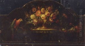 Roses, Tulips, Carnations And Other Flowers In An Urn With Fruit And A Parrot On A Ledge by Jakob Bogdani