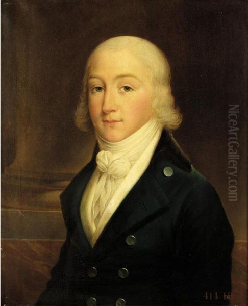 A Portrait Of Louis Charles D'orleans (died 1808), Head And Shoulders, Wearing A Blue Frock Coat And A White Waist-coat - view 1