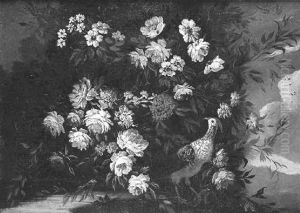 Lush Floral Bouquet With Pheasant by Jakob Bogdani