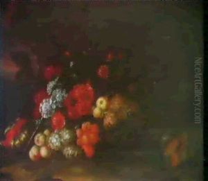 Nature Morte Aux Fleurs Et Fruits Dans Un Paysage by Jakob Bogdani