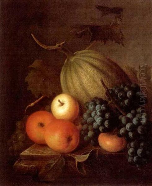 A Still Life Of Fruit On A Stone Ledge - view 1