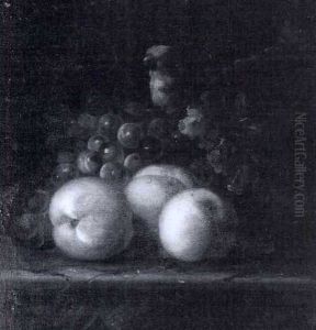 Peaches, Grapes And A Parrot On A Ledge by Jakob Bogdani