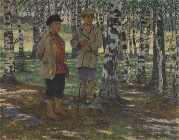 Boys In A Birch Forest - view 1