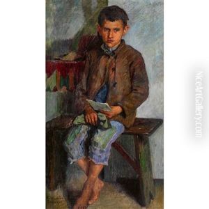 Sitting Boy With Letter by Nikolai Petrovich Bogdanov-Bel'sky