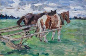 Pferdegespann Auf Weiter Wiese by Nikolai Petrovich Bogdanov-Bel'sky