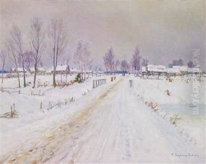 Russische Dorfstrase Im Winter by Nikolai Petrovich Bogdanov-Bel'sky
