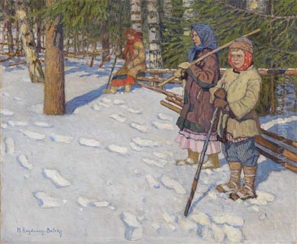 Children In A Wintry Forest - view 1