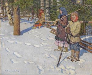 Children In A Wintry Forest Children In A Wintry Forest