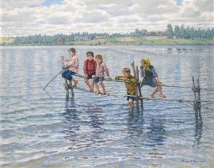 Children At A Lake In Lettgallia Children At A Lake In Lettgallia