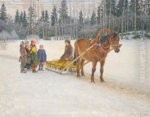 Winter Sleigh With Children by Nikolai Petrovich Bogdanov-Bel'sky