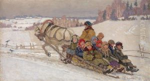 Returning From School by Nikolai Petrovich Bogdanov-Bel'sky