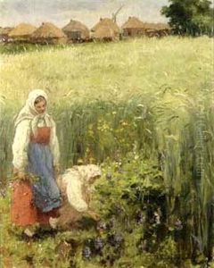 Jeunes Femmes Ceuillant Des Fleurs