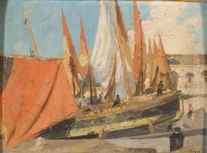 Barche A Vela In Secca by Gino Albieri