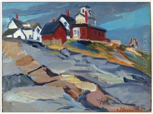 The Manana Coast Guard Station, Monhegan Island, Maine by Abraham Jacob Bogdanove
