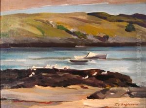 Cove With Boat And Seagulls