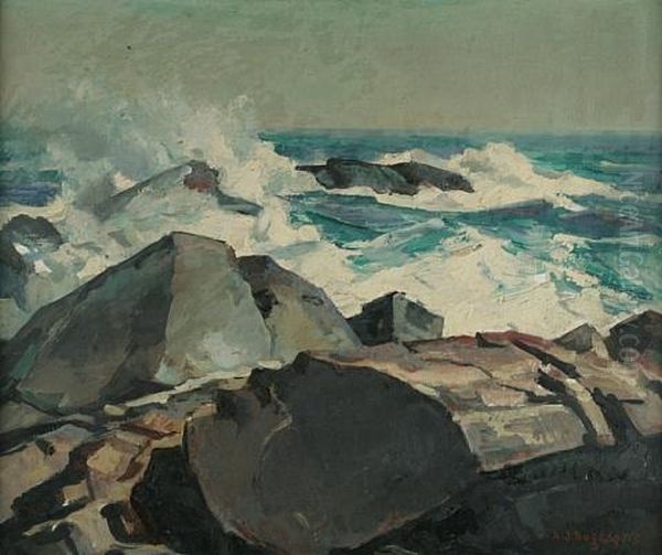 Surf Crashing On Rocks - view 1