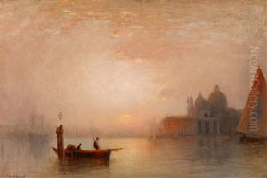 Sunset Over The Bacino Di San Marco, The Madonna Della Salute Beyond, Venice by George Henry Bogert