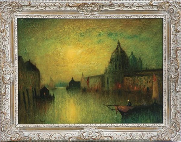An Impressionistic/tonalist Venice, Canal Scene At Sunset - view 1
