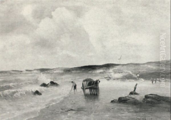 Figures With Horsecart Along The Coast - view 1