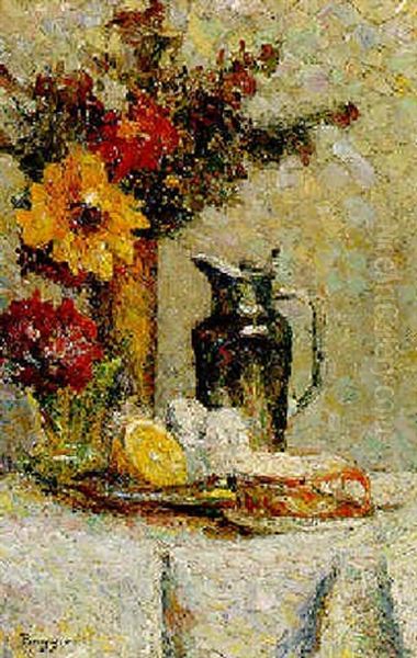Fleurs, Tasse Et Jarre D'etain Glaze - view 1