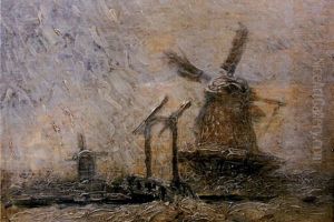 Moulin De Hollande Par La Neige by Frank Myers Boggs