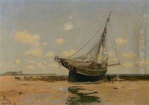 Bateau Echoue Sur La Plage De Grandcamp by Frank Myers Boggs