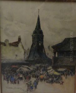 Honfleur, La Place Du Marche Sainte Catherine by Frank Myers Boggs