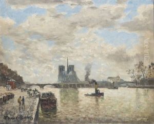 Vue Du Chevet De Notre-dame Et De La Seine, Paris by Frank Myers Boggs