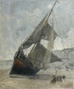 Marie-louise Echouee Sur La Plage De Dieppe by Frank Myers Boggs