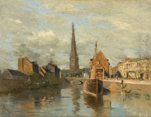 French Village And Canal by Frank Myers Boggs