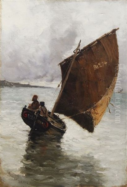 Segelboot In Der Wende Vor Der Kuste Von Dieppe - view 1