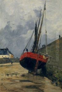 Bateau A Quai Au Port De Saint Malo by Frank Myers Boggs