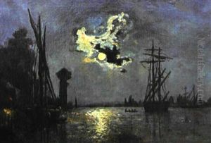 Canal Au Clair De Lune En Hollande by Frank Myers Boggs