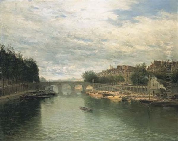 L'ile Saint-louis Et Le Pont Marie Depuis Le Quai Henri Iv, A Gauche Le Quai Des Celestins - view 1