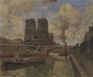 Paris La Seine A Notre-dame by Frank Myers Boggs