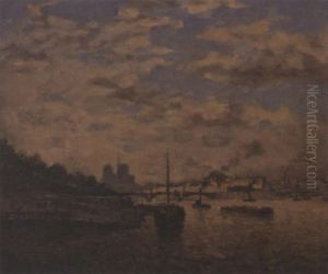 Untitled Harbor Scene by Frank Myers Boggs
