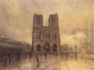 Paris, Temps Gris, Animation Sur Le Parvis De Notre-dame by Frank Myers Boggs