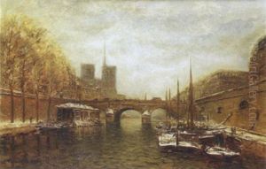 Le Pont Saint-michel Sous La Neige by Frank Myers Boggs