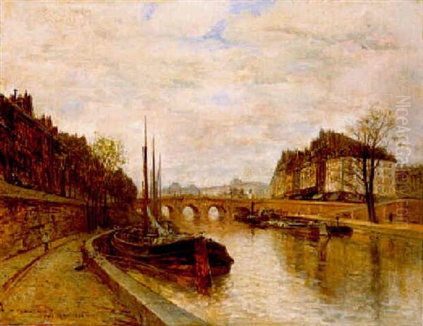 Vue De La Seine Au Pont-neuf Avec L'ile De La Cite Et Le Louvre - view 1