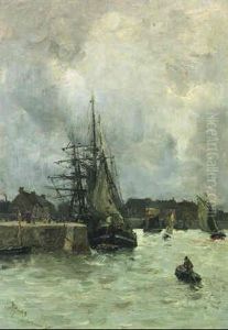 Harbor Scene, St. Vaagt La Hougue by Frank Myers Boggs