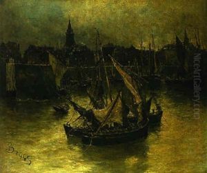 Bateaux Dans Le Port De Honfleur by Frank Myers Boggs